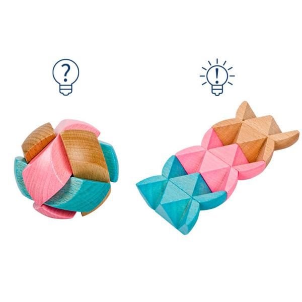 Wooden Brain Teaser Colorful Beech Football Lock Jigsaw Mystery Toy Carousel 2