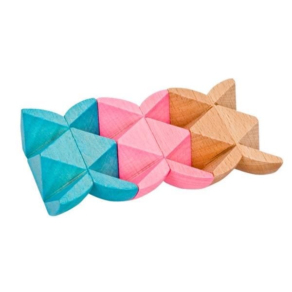 Wooden Brain Teaser Colorful Beech Football Lock Jigsaw Mystery Toy Carousel 4