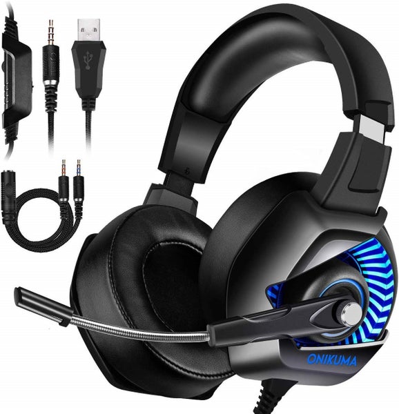 Xbox One Gaming Headset Mic Noise-Canceling Gaming Headphones Surround Sound LED Carousel 1