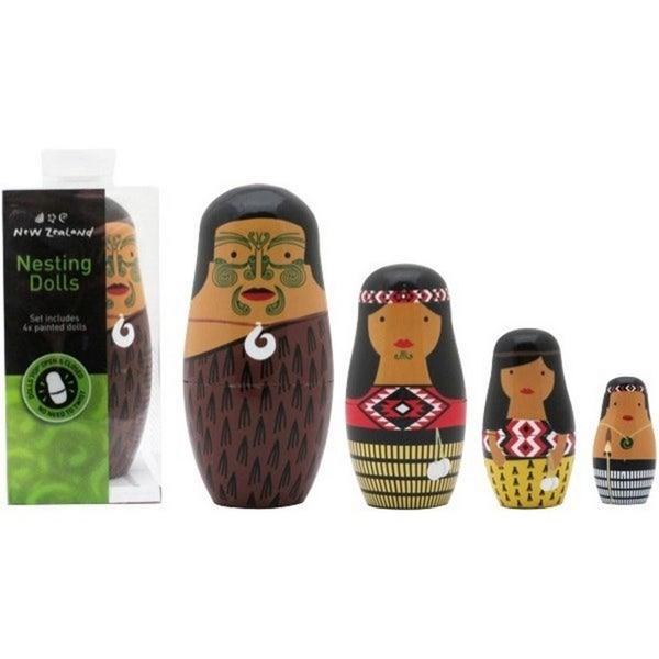 New Zealand Gift Nesting Dolls, 4 Piece (Maori Whanau) Carousel 1