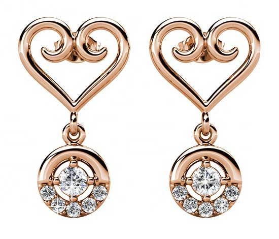 Rose-gold Koru Heart Shape Crystal Earrings "Hailey" Carousel 1