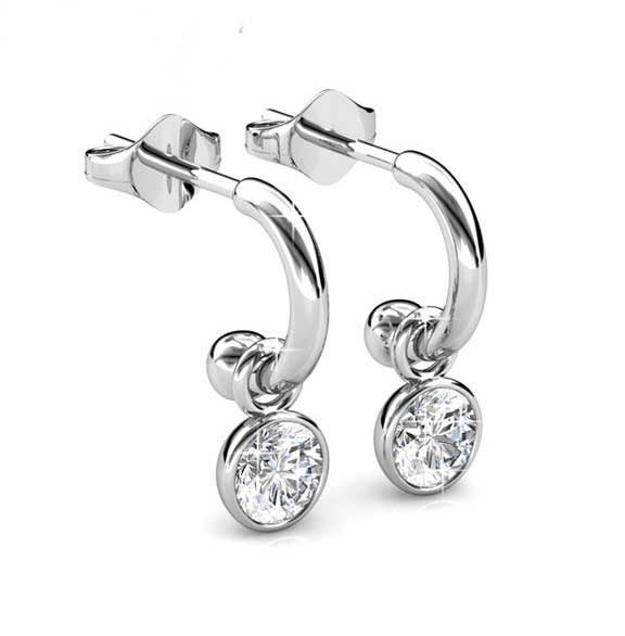 18K White Gold Crystal Dangle Earrings "Luella" Carousel 2
