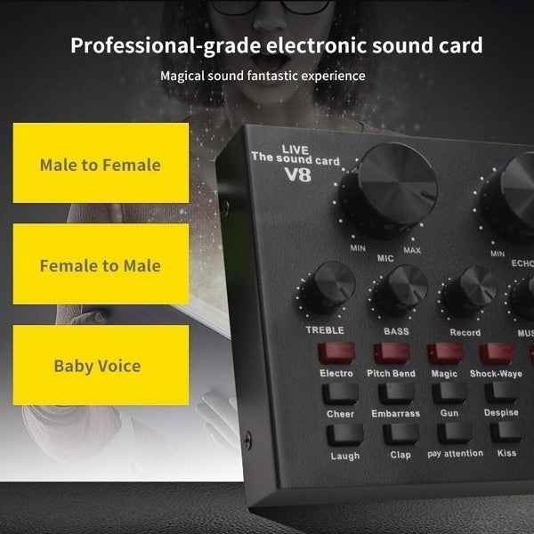 V8 Fever Sound Card Audio Interface External USB Live Broadcast Microphone Carousel 2