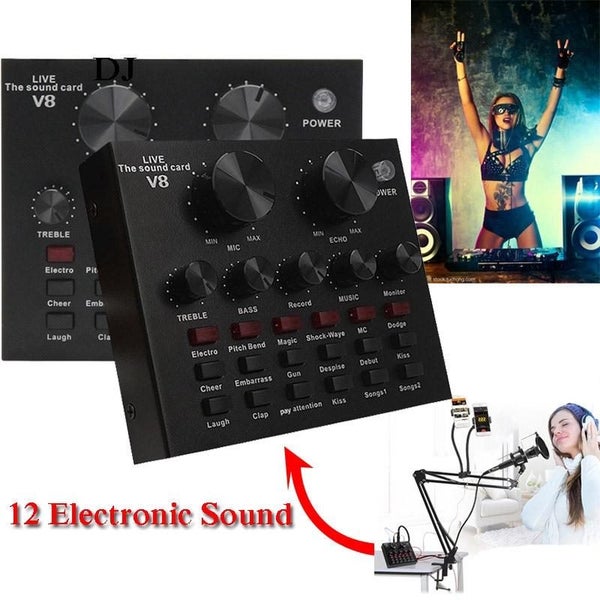 V8 Fever Sound Card Audio Interface External USB Live Broadcast Microphone Carousel 1