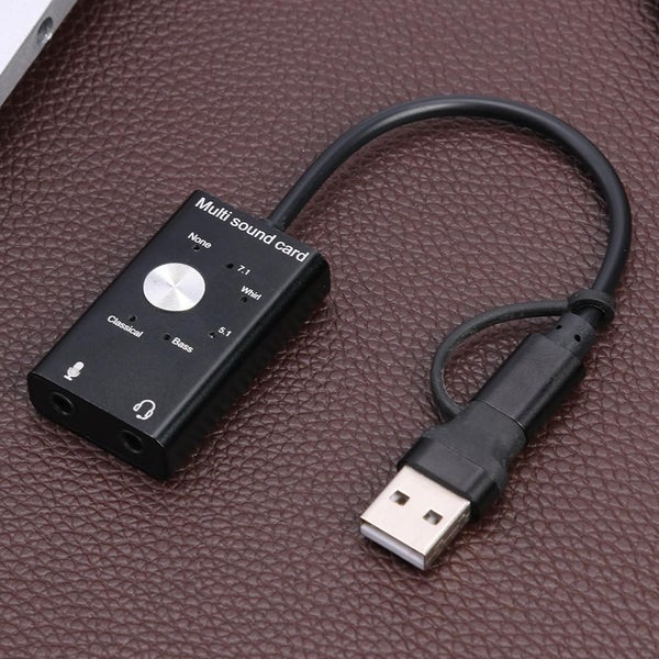 USB 2.0+Type C To 3.5mm Jack External Sound Card for Win Mac Linux Android Carousel 4