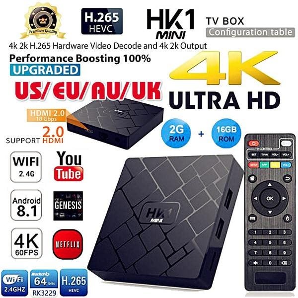 Smart TV Box Smart Android 8.1 4K HD Mini Media Player Wifi Hk1 Receiver 2+16G Carousel 1