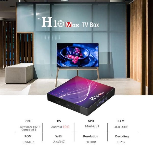 H10 PRO Android 10.0 Smart TV BOX 2.4Ghz+5Ghz WIFI HDMI2.0 USB3.0 4GB RAM+32GB Carousel 1