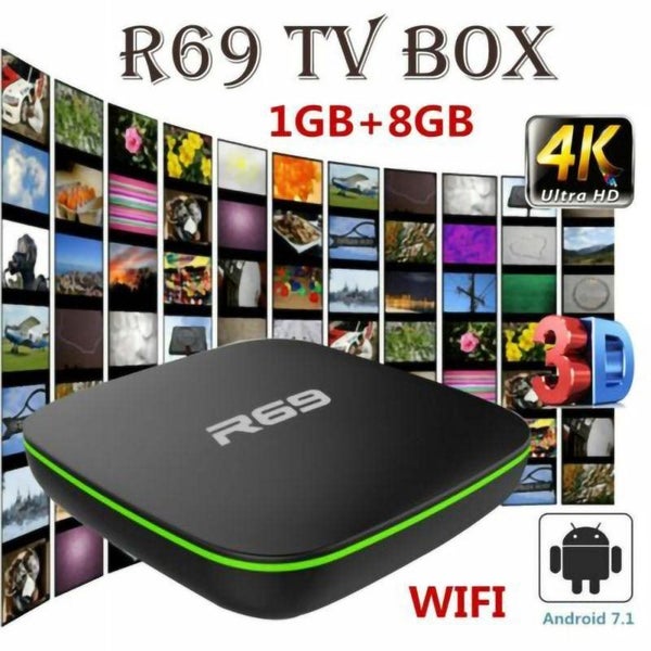 R69 Android 7.1 Smart TV Box 1GB+8GB Quad Core WIFI H.265 4K Video Media Player Carousel 1