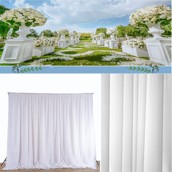 White Sheer Silk Drapes Panels Hanging Curtains Backdrop Home Wedding Party Deco Carousel 2