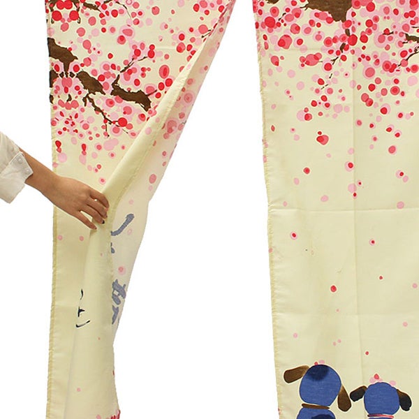 150 x 85cm Romantic Blossom Cherry Sakura and Little Dog Japanese Noren Doorway Carousel 2