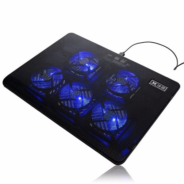 5 Fans LED USB Port Cooling Stand Pad Cooler for 17 inch Laptop Notebook Carousel 1
