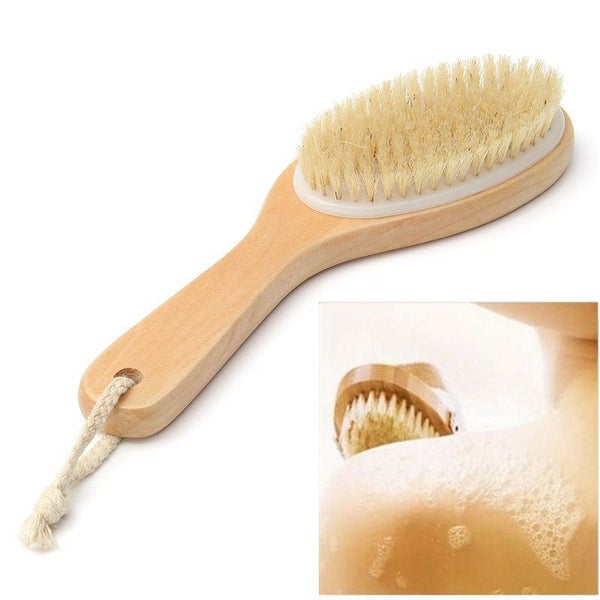 Natural Bristle Full Body Massage Dry Skin Exfoliation Bath Brush Detox Fight Ce Carousel 1