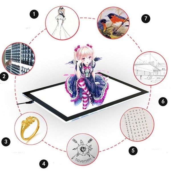 A4 LED Light Box Artiste Thin Art Stencil Board Tracing Drawing Board Plat Carousel 2
