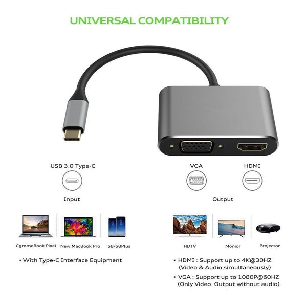 Type C to HDMI USB3.0 VGA PD Adapter for MacBook Samsung type c converter 3 in 1 Carousel 1
