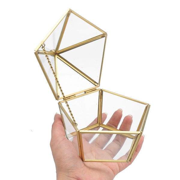Custom Wedding Ring Bearer, Personalized Wedding Ring Box Glass Box Geometric Gl Carousel 1