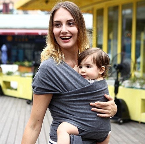 Baby Wrap Sling Carrier - Dark Grey Carousel 1
