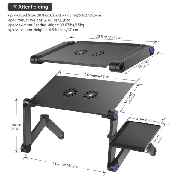Neewer Portable Adjustable Laptop Stand Desk Table Vented w CPU Fans & Mouse Pad Carousel 2