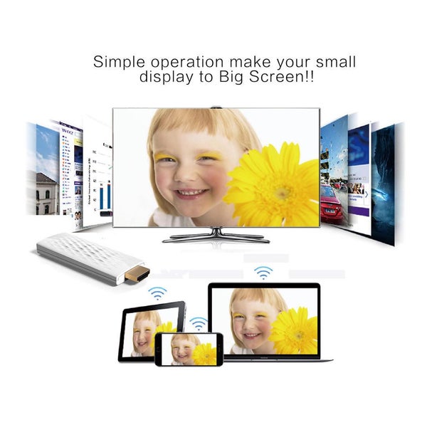 WiFi HDMI TV Dongle White 1080P HD Receiver Support Miracast AirPlay DLNA Carousel 2