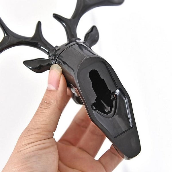 2PCS Wall Door Hook Self Adhesive Hanger Deer Head Key Holder Retro Antler Carousel 2