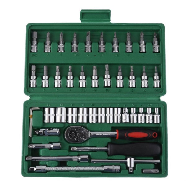 46PCS/SET Ratchet Torque Wrench Kit 1/4-Inch Socket Durable Spanner Set Carousel 1
