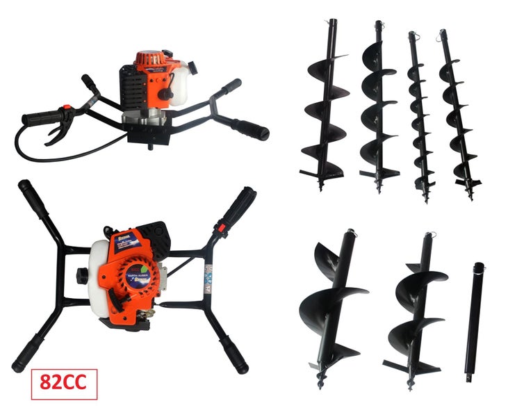 post hole borer 82cc + 6 pcs of augers + 1 pc 70cm extension Carousel 1