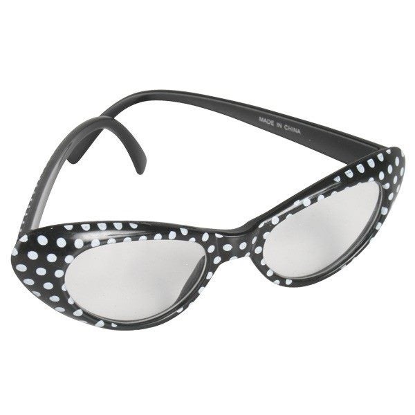 1950s 1960s Glasses Black with white spots Carousel 1