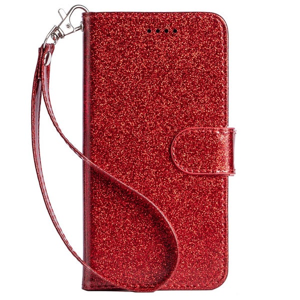 Samsung galaxy a33 5g Luxury Glitter PU leather Wallet Case card ID red Carousel 2
