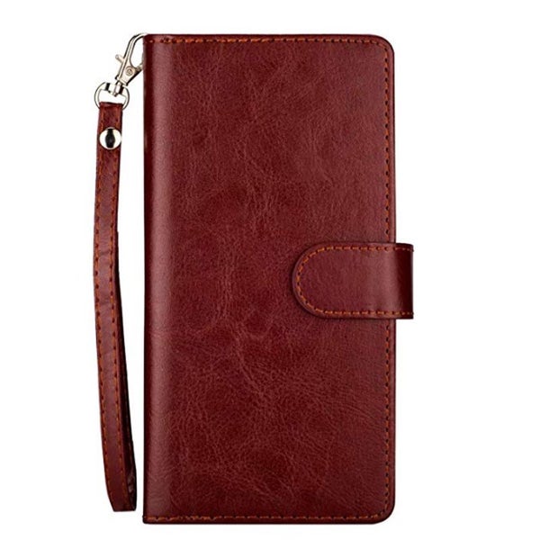 Iphone 15 plus Luxury Multifunction wallet case 9 card & wrist strap brn Carousel 2