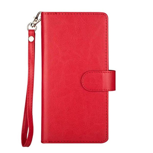 Redmi 10 Luxury Multifunction wallet case 9 card & wrist strap red Carousel 2