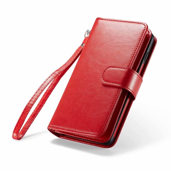 Redmi 10 Luxury Multifunction wallet case 9 card & wrist strap red Carousel 7