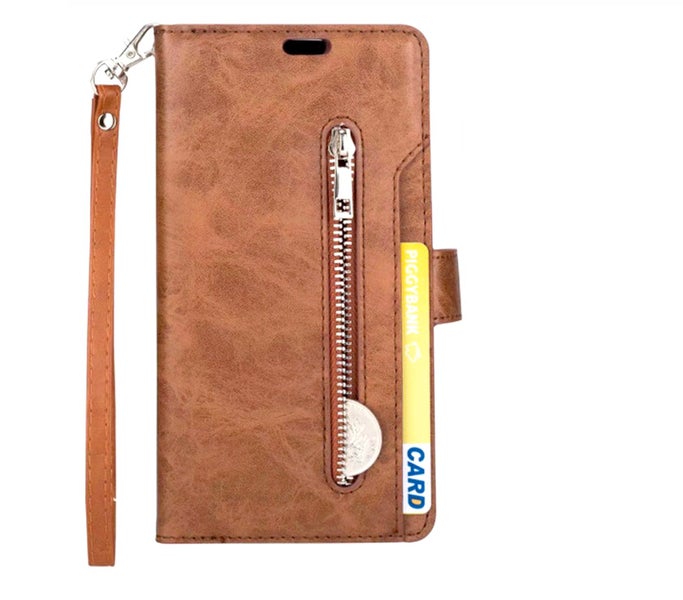 Oppo r11 Multifunction Leather Wallet Case 9 slots 3 pockets & zipper (brown) Carousel 2