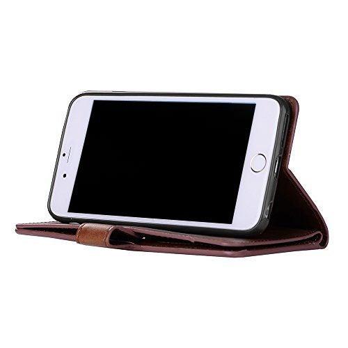 Oppo r11 Multifunction Leather Wallet Case 9 slots 3 pockets & zipper (brown) Carousel 5