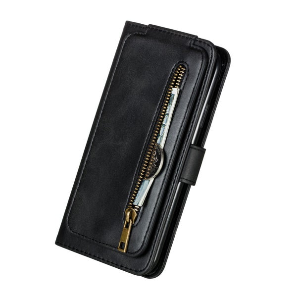 Nokia c32 leather wallet 9 Card Slots Vertical Flip &zip (black) Carousel 5