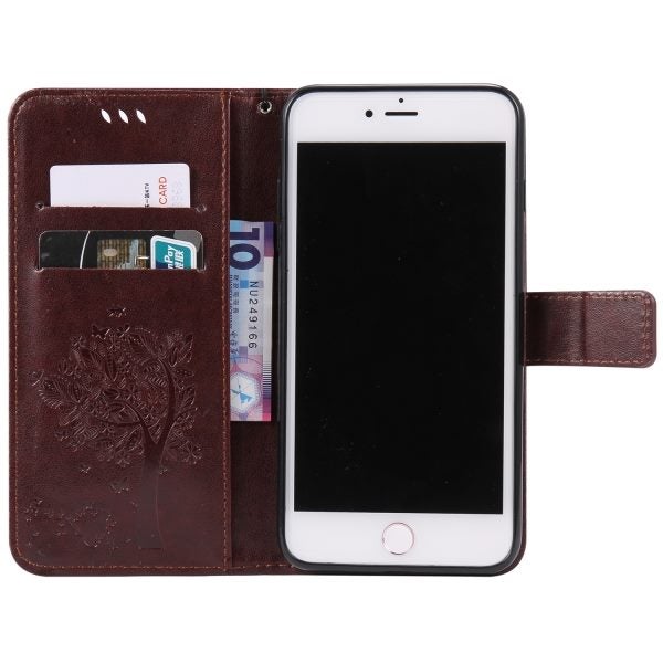 Galaxy s23 FE 5g Pu Leather Wallet Case Embossed Cat and Tree Card Slot brn Carousel 4