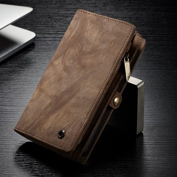 Galaxy a71 retro leather walet case multi card cash pockets zipper brn Carousel 2