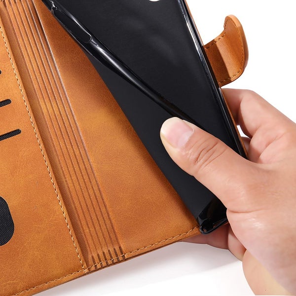 Moto G10 wallet case cowhide finish PU leather magnet card slots win Carousel 5