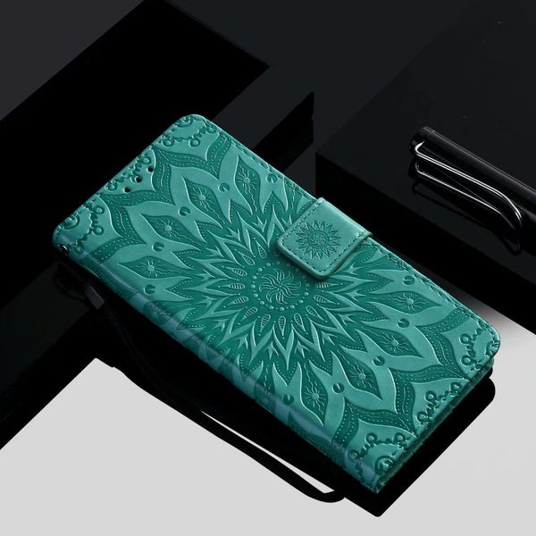 Samsung Galaxy a34 5g Pu Leather Wallet Case Embossed Sunflower Card Slot grn Carousel 2