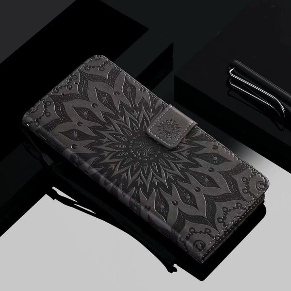 Galaxy A8 star Pu Leather Wallet Case Embossed Sunflower Card Slot magnet gry Carousel 2