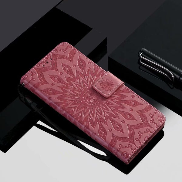 Galaxy a42 Pu Leather Wallet Case Embossed Sunflower Card Slot magnet pink Carousel 2