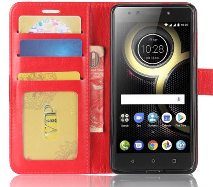 Alcatel 1X case flip wallet case vintage fine leather card slots red Carousel 2