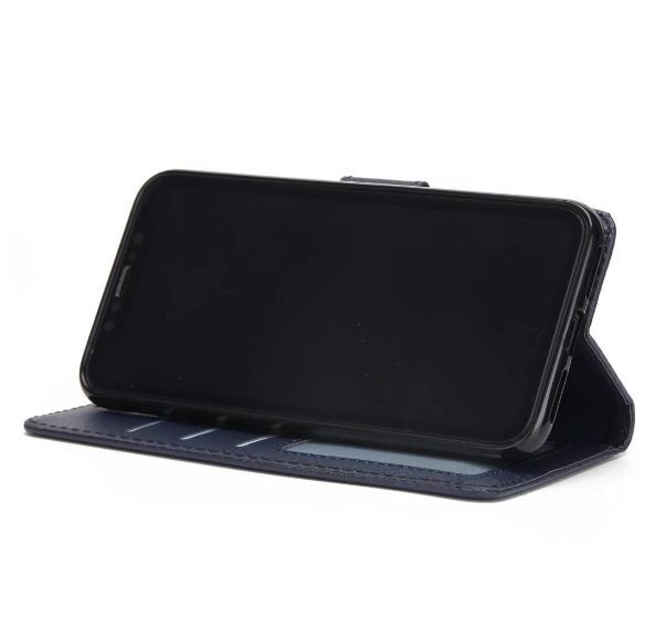 galaxy A06 5g leather wallet case silky finish 3 card 1 pocket navy Carousel 4