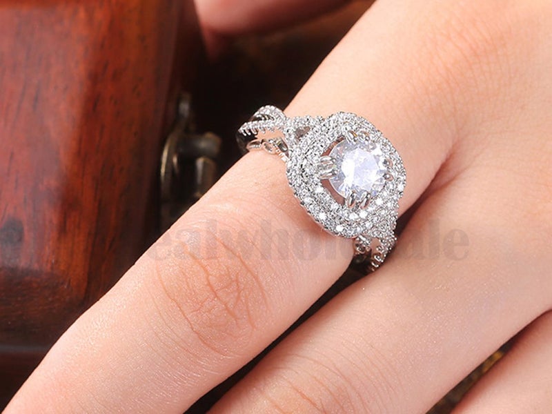 CZ Diamond White Gold Ring Carousel 2