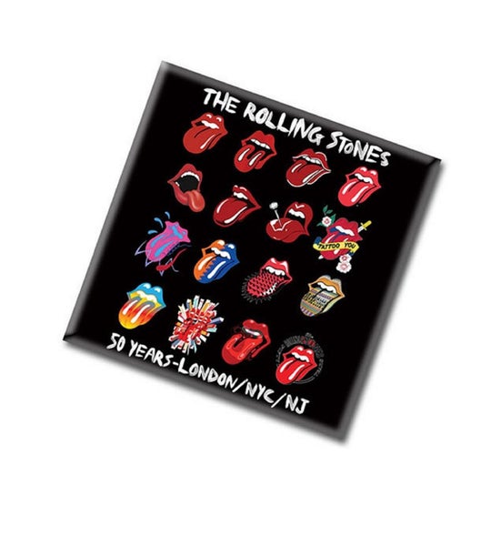 The Rolling Stones Fridge Magnet Tongue Evolution new Official 76mm x 76mm Carousel 1
