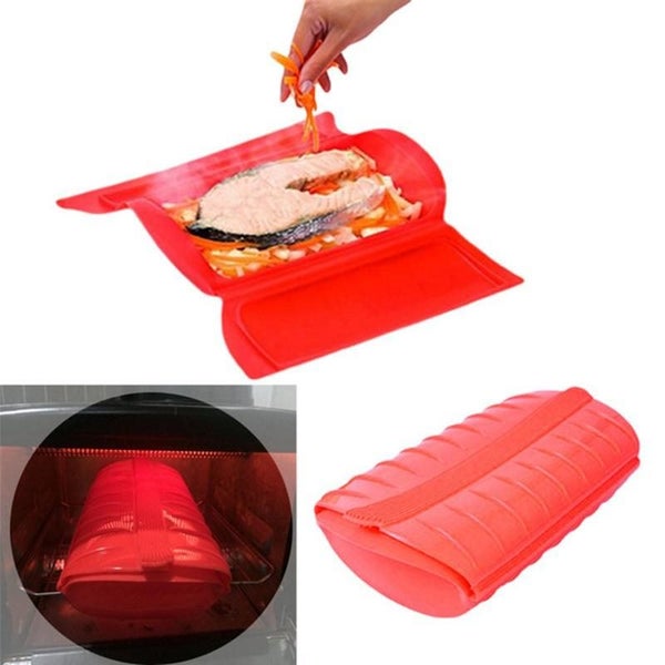 Silicone Healthy Cooking Bowl Lunch Box Steamer Food Steamer Steam Microwave Carousel 1