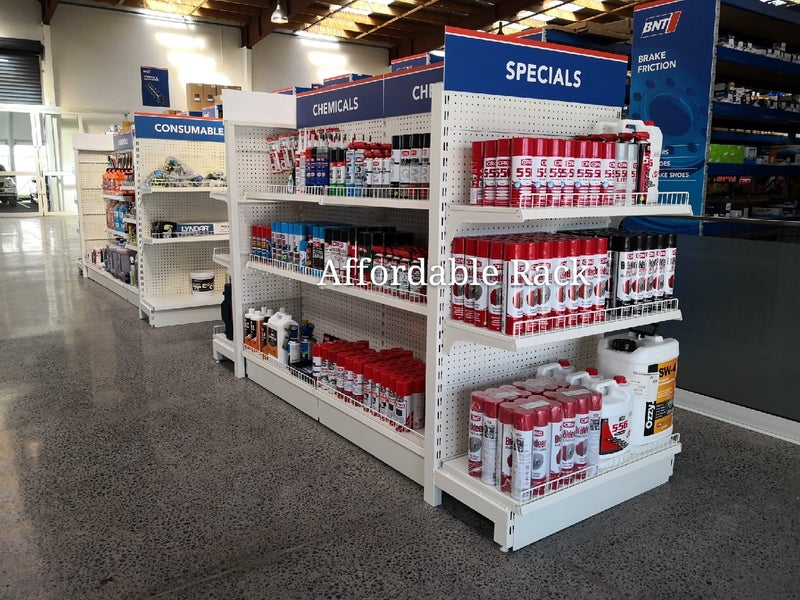 Double sided supermarket / retail shelf, 4 layers Carousel 2