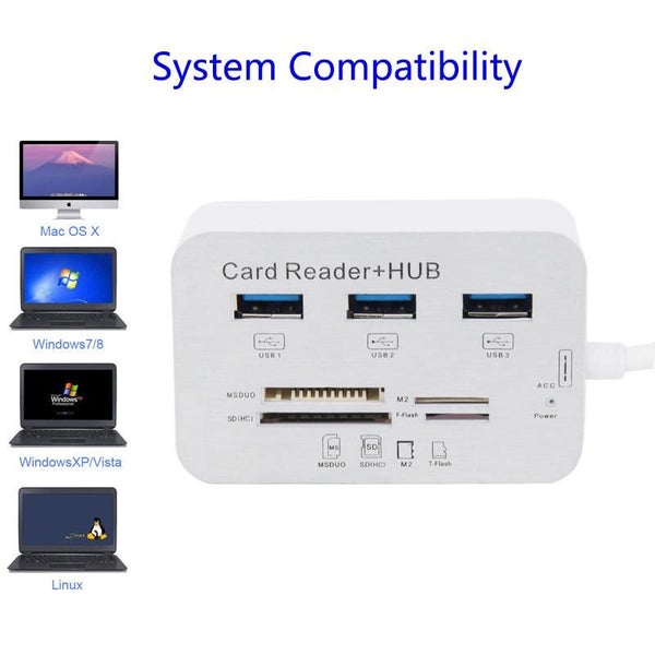 Multifunction MS/SD/M2/TF Memory Card Reader Combo High Speed 3 Port USB 3.0 HUB Carousel 2