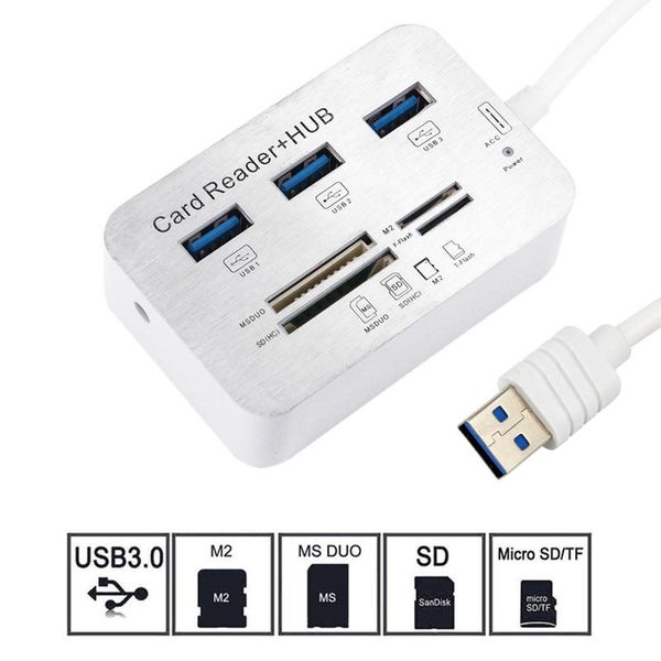 Multifunction MS/SD/M2/TF Memory Card Reader Combo High Speed 3 Port USB 3.0 HUB Carousel 6