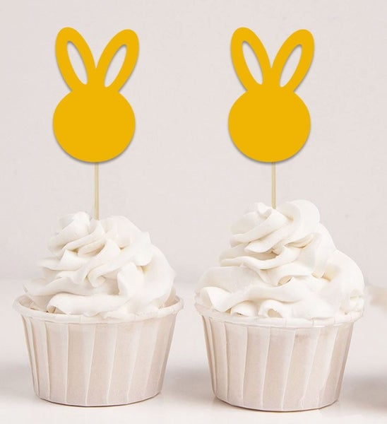 Darling Souvenir Easter Bunny Rabbit Dessert Decoration Cupcake Toppers-Yellow Carousel 1