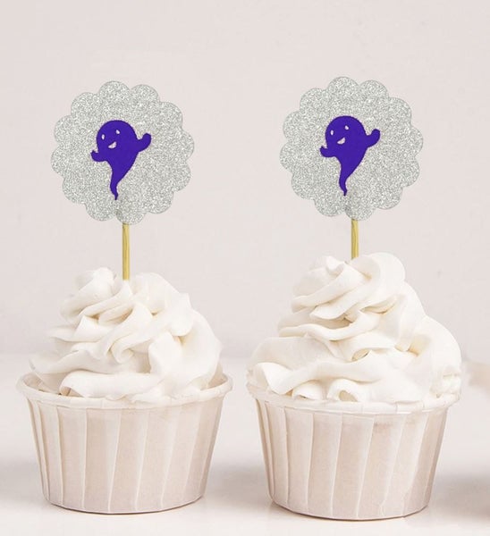 Darling Souvenir Halloween Party Birthday Dessert Cupcake Topper-Purple & Silver Carousel 1