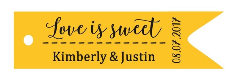 100 PCS Love is Sweet Customized Personalized Wedding Paper Hang Tags-Yellow Carousel 1